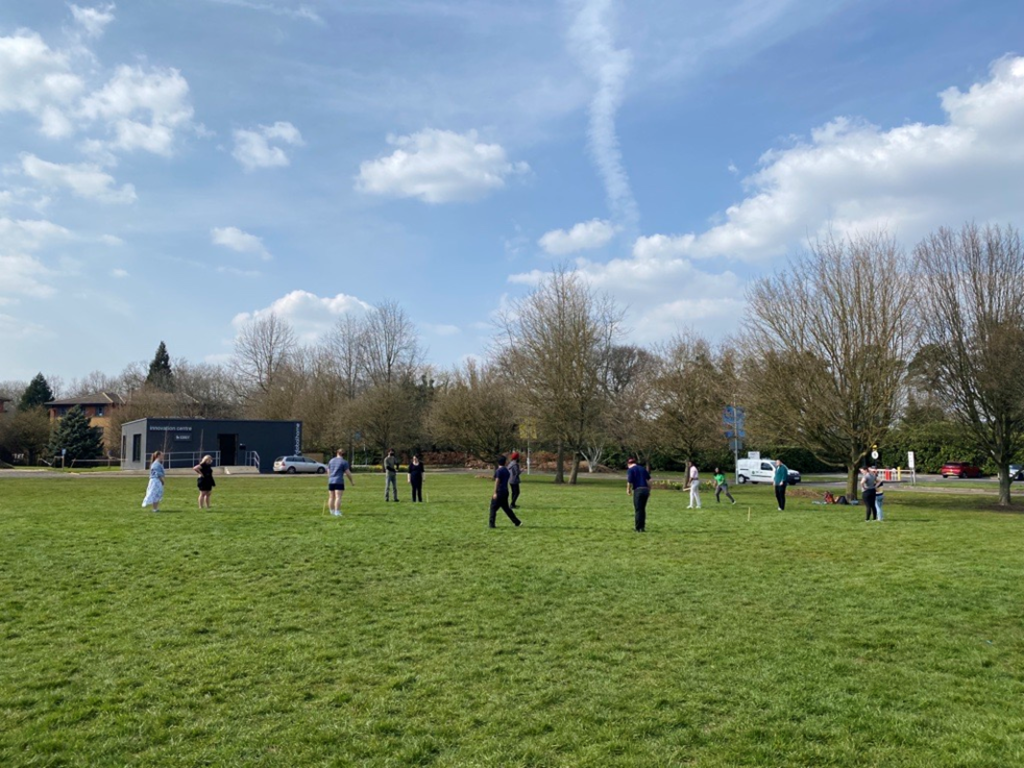 People playing in a field