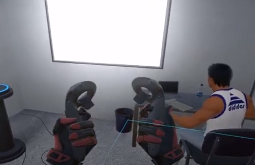 The view of a person using a VR headset